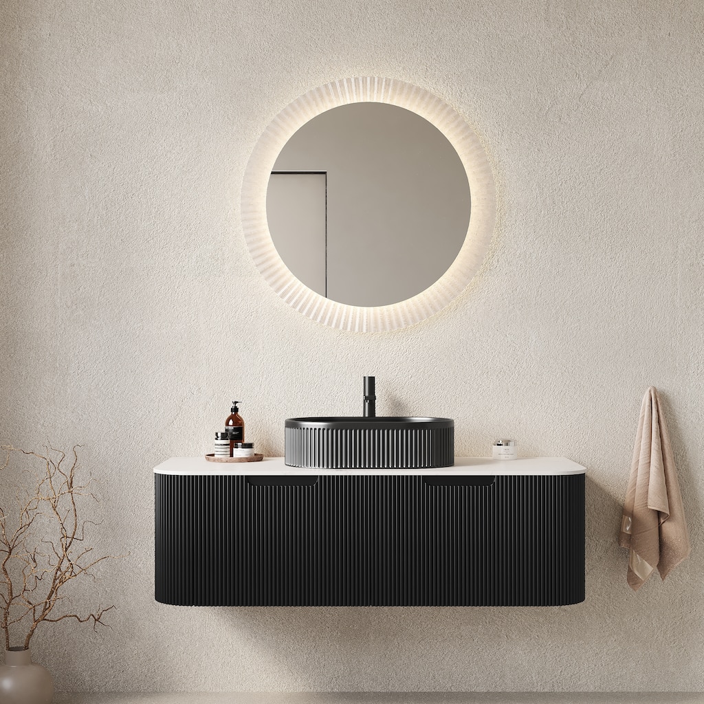 48" Bathroom Vanity with Sink, Modern Wall-Mounted Bathroom Storage Cabinet with 2 Drawers, Ceramic Vessel Basin without Faucet