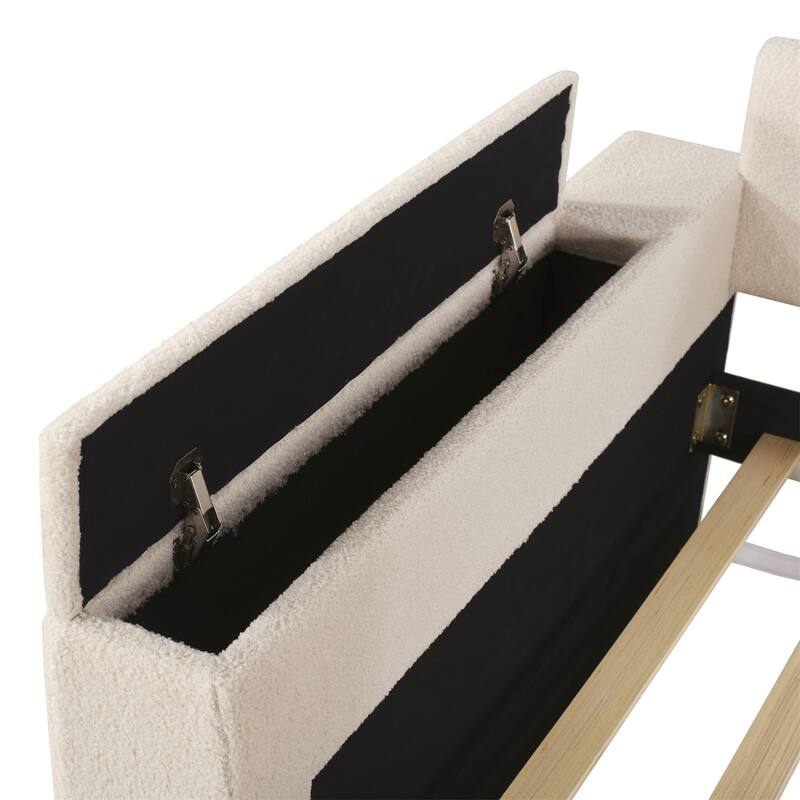 Twin Size Upholstered Daybed with Storage Armrests
