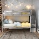 preview thumbnail 1 of 38, Stairway Design Full-over-Full Bunk Bed with Storage and Guard Rail for Bedroom,Dorm Gray