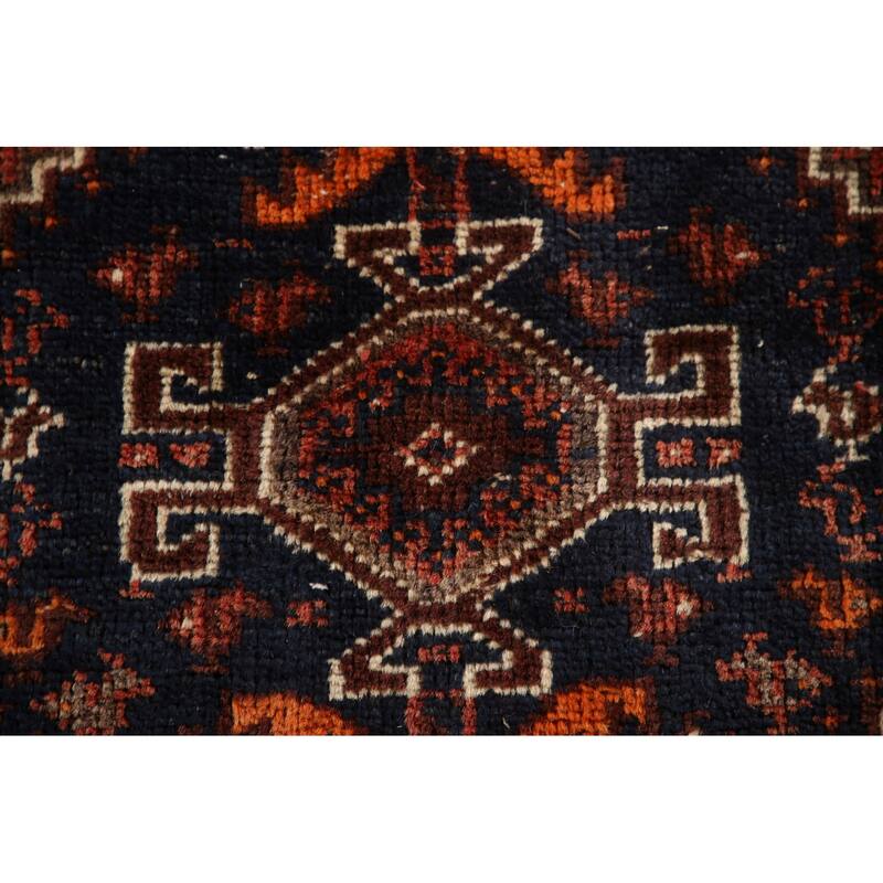 Vegetable Dye Coral Qashqai Persian Antique Rug Handmade Wool Carpet - 5'11"x 9'0"
