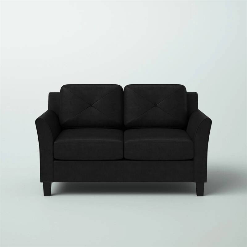 Modern 2-Seater Upholstered Microfiber Loveseat Sofa with Tufted Cushions for Living Room - 32.7'' H x 56.3'' W x 31.5'' D