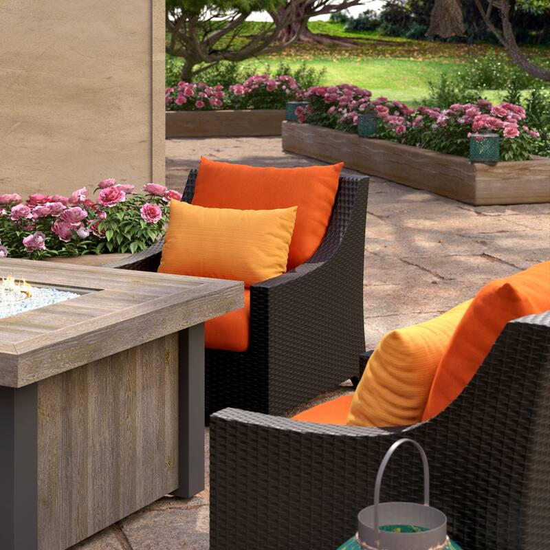 Deco 5 Piece Sunbrella Outdoor Patio Fire Chat Set
