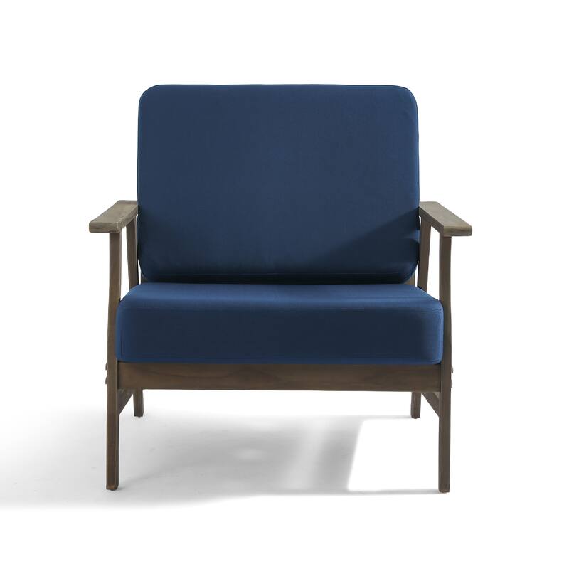 Modern Wood Cushioned Outdoor Patio Sofa Loveseat with Coffee Table