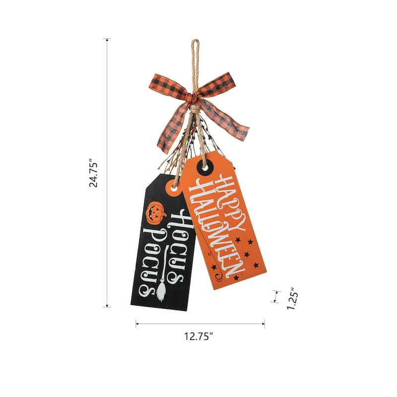 Glitzhome 24"H Happy Halloween Wooden Doorknob Hanging Decor