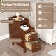 preview thumbnail 7 of 8, Gymax Solid Wood End Table w/ Pull-out Tray & 2 Storage Drawers Cable