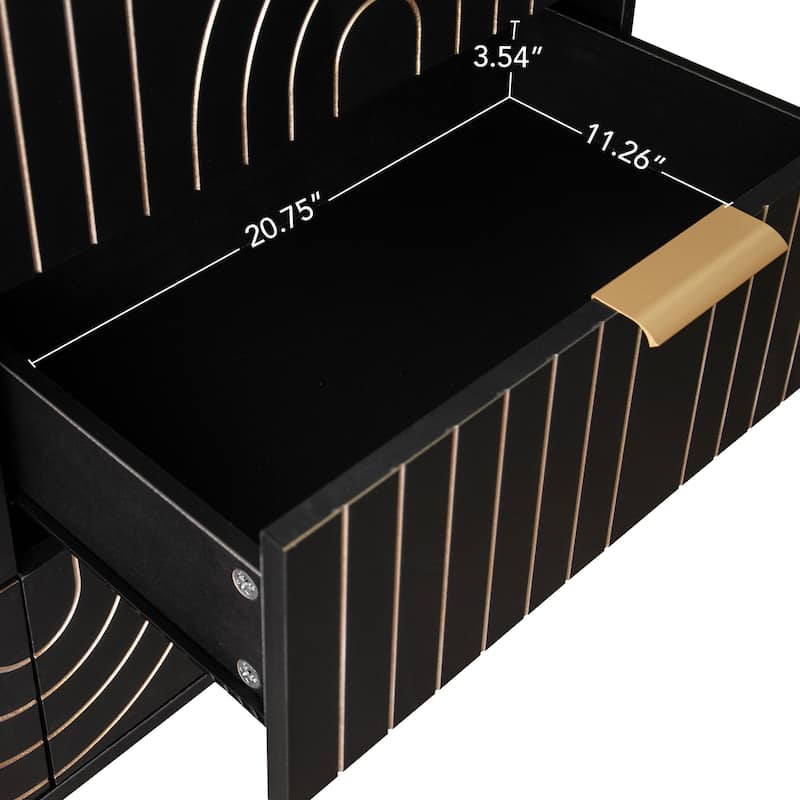 6 Drawer Storage Cabinet, Accent Cabinet with Metal Handles, Storage Chest of Drawer, Wide Dresser Drawer with Carving
