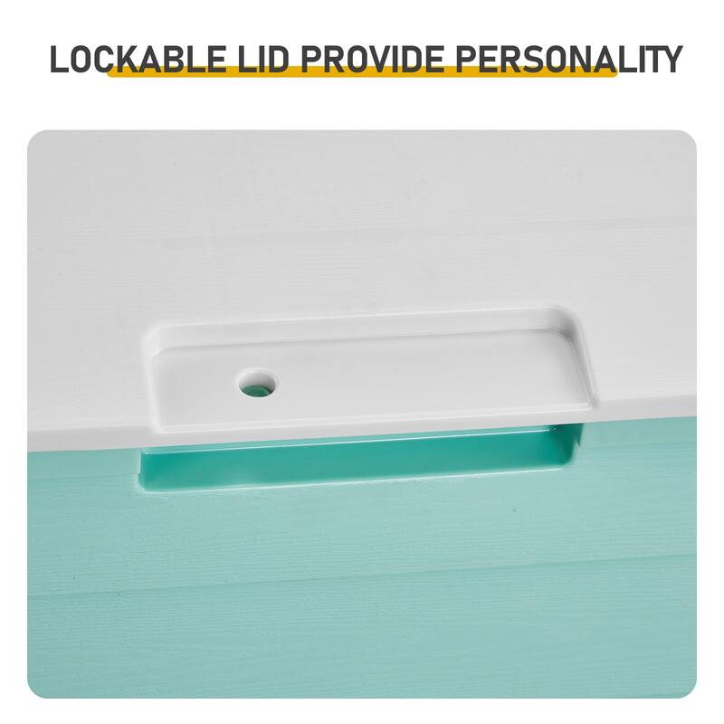 Green Polypropylene Resin Garden Storage Box 280L with Wheels - 44” W x 21.3” H x 19.3” D