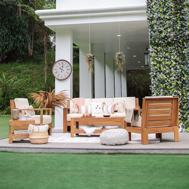 Cambridge Casual Logan Teak Patio Sofa with Sunbrella Cushion