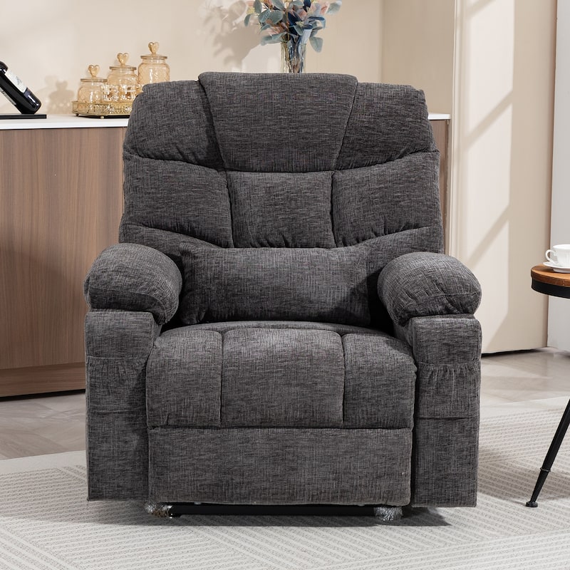 Flagship Dual Motor 26" Oversized Chenille Power Lift Recliner Chair