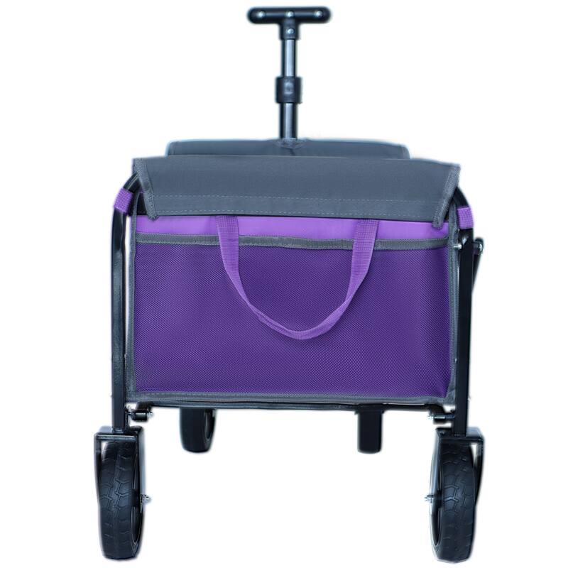 All-In-One Convertible Folding Camping Wagon Cart: Bench Seat, Storage Compartment & Included Dog Tether