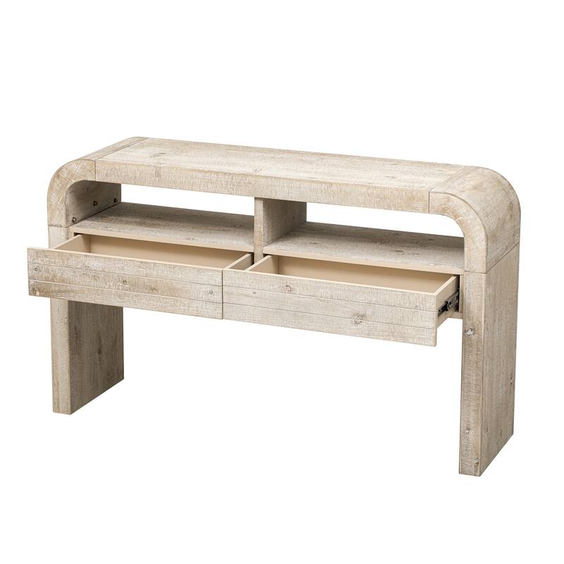 52 Inch Retro Style Console Table with Large Drawers