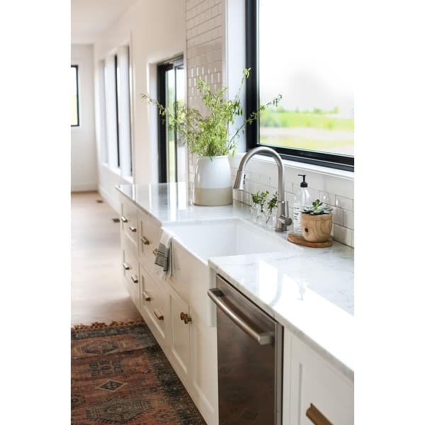 slide 2 of 10, Sinkology Austen Crisp White Fireclay 36" Single Bowl Farmhouse Apron Kitchen Sink and Care Kit