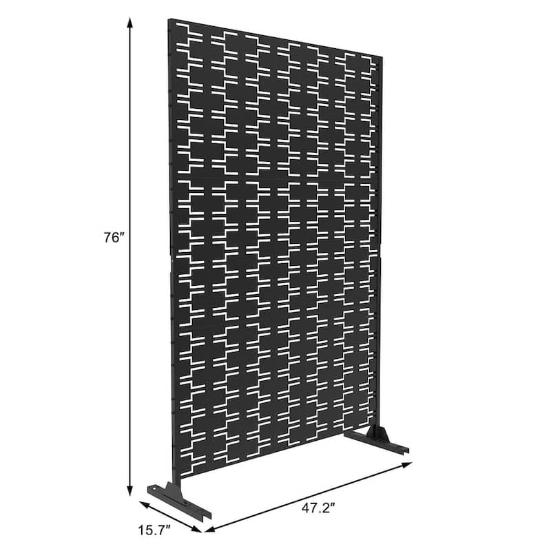 Free Standing Metal Privacy Screen Panel Decorative Outdoor Privacy Screen - 72"H x 47"W