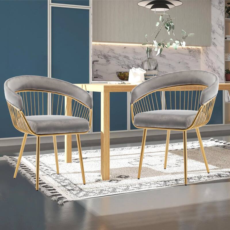XINMICS Modern Dining Chair, Velvet Back Armchair for Living Room/Study, Set of 2/4/6 - set of 2 - Grey