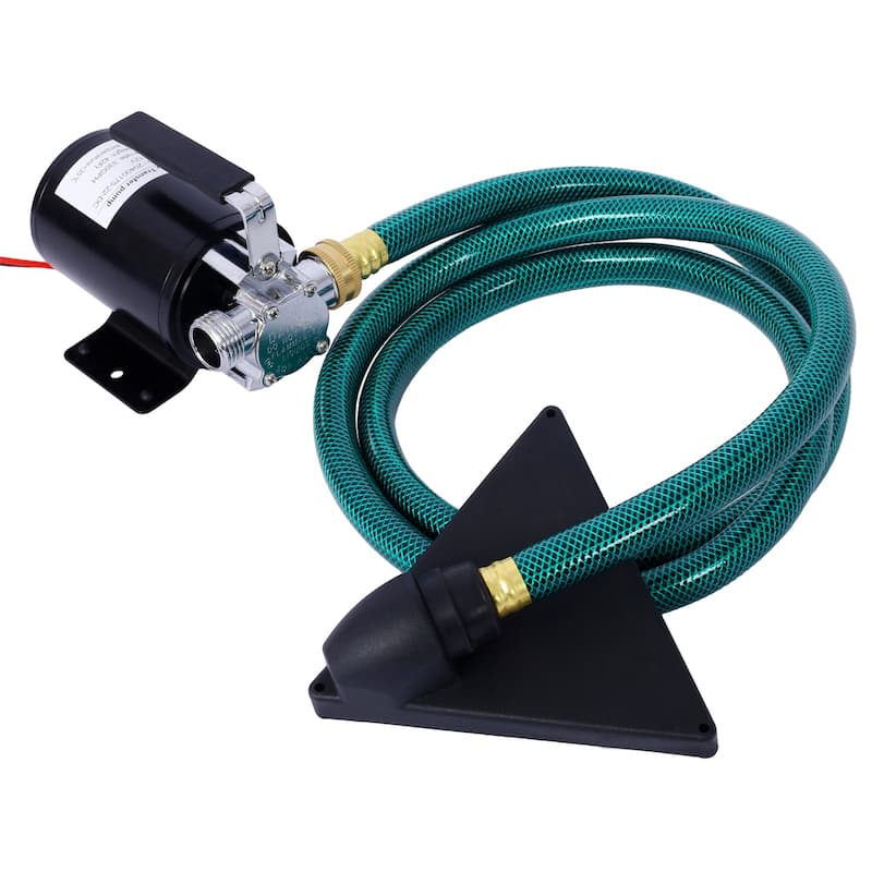 DC 12-Volt 330GPH Battery Powered Mini Portable Electric Utility Sump Transfer Water Pump with Water Hose Kit Black