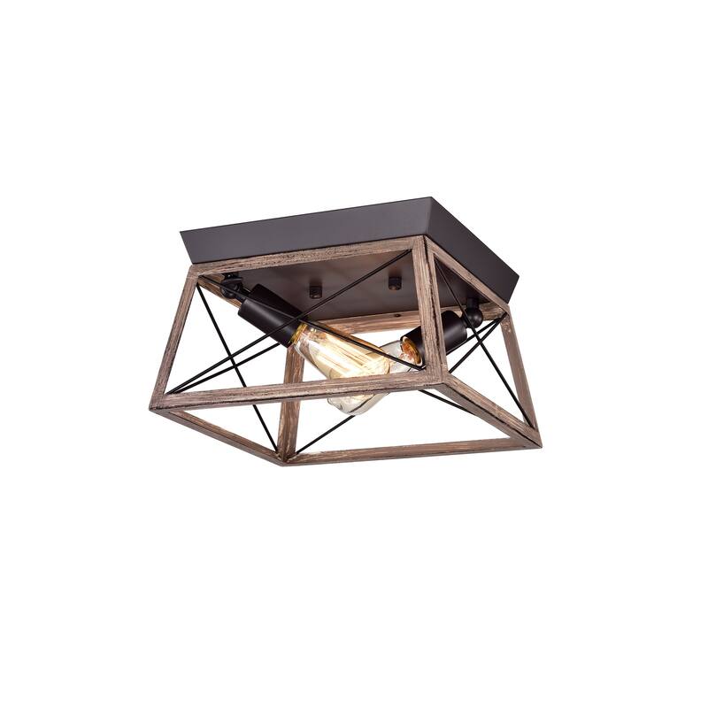 Podell Oil Rubbed Bronze 2-Light Open-Cage Metal Flush Mount