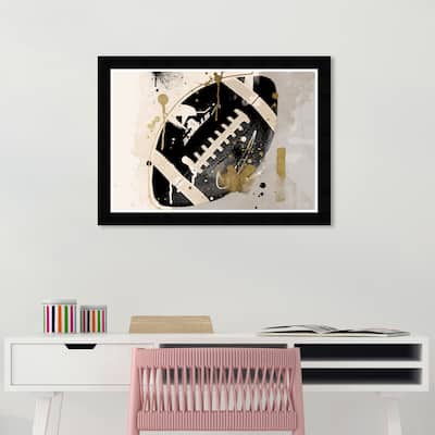 Wynwood Studio Prints Sports and Teams Tan and Gold Football Black and Metallic Gold Modern & Contemporary Wall Art Canvas Print