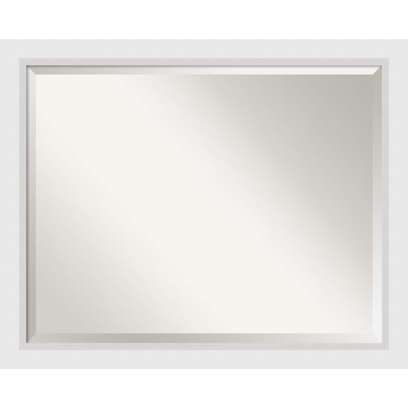 Beveled Wood Wall Mirror - Blanco White Frame - Outer Size: 31 x 25 in