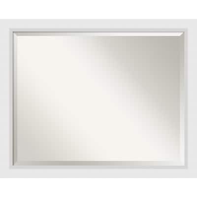 Beveled Wood Wall Mirror - Blanco White Frame - Outer Size: 31 x 25 in