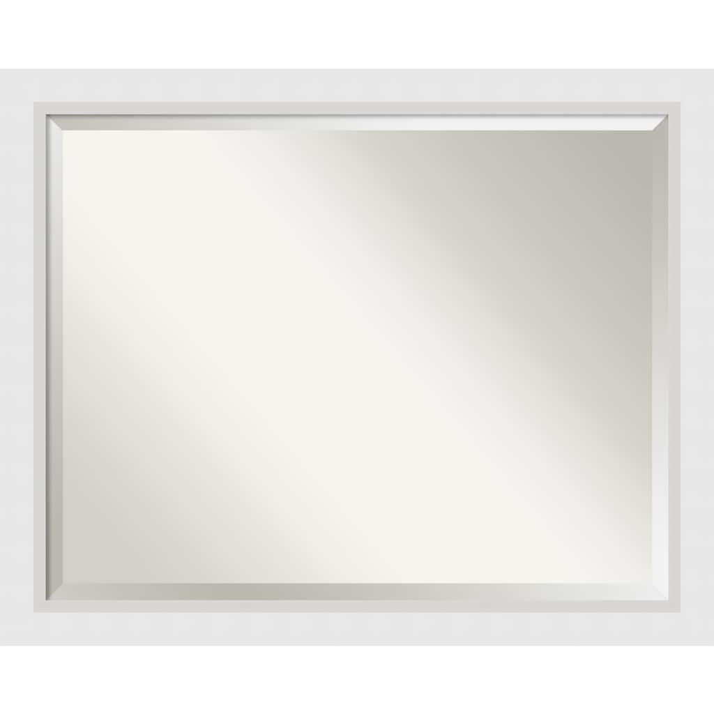 Beveled Wood Wall Mirror - Blanco White Frame - Outer Size: 31 x 25 in