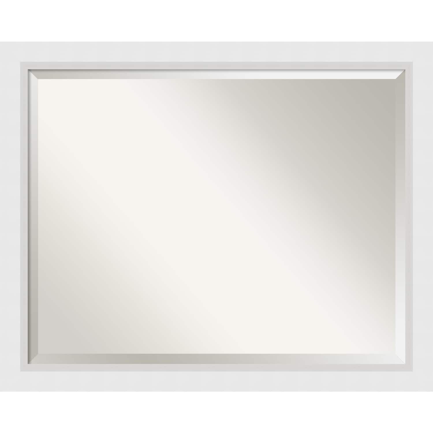 Beveled Wood Wall Mirror - Blanco White Frame - Outer Size: 31 x 25 in