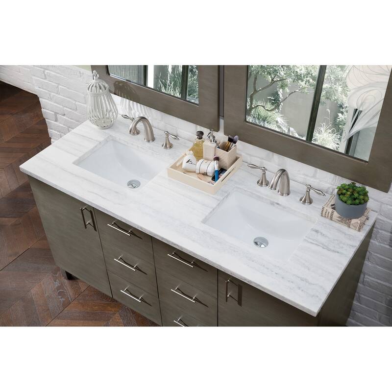 James Martin Vanities Metropolitan 60" Double Vanity, Silver Oak