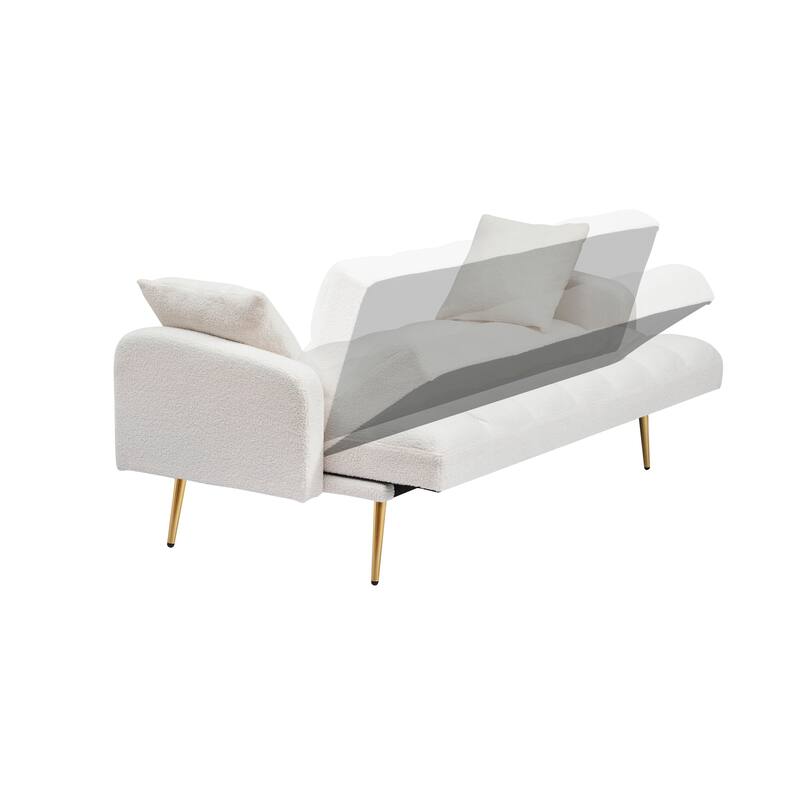 Beige Convertible Sofa Bed Loveseat Sleeper Sofa Couch with Adjustable Backrest, Accent Sofa Couch Settee