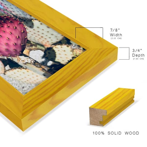 dimension image slide 2 of 5, Pink Yellow Cactus III -Framed Print w/glass-Cherry Red