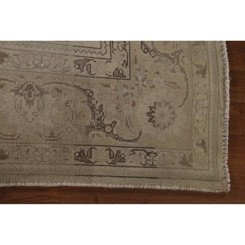 Beige Tabriz Persian Vintage Rug Handmade Traditional Wool Carpet - 6'8"x 10'2"