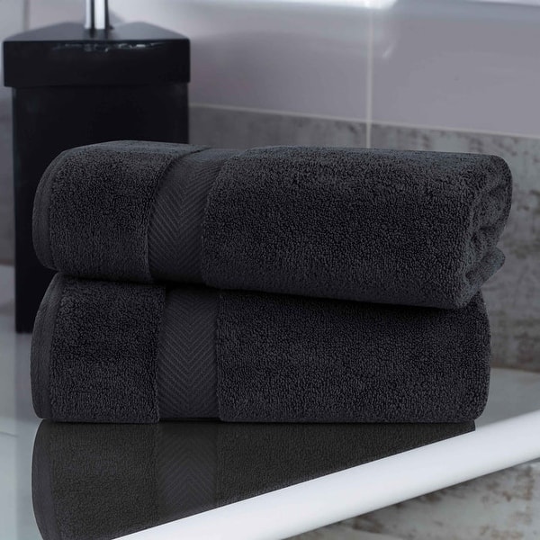 Superior Soft Oversize Zero Twist Cotton Bath Sheets (Set of 2) - Black