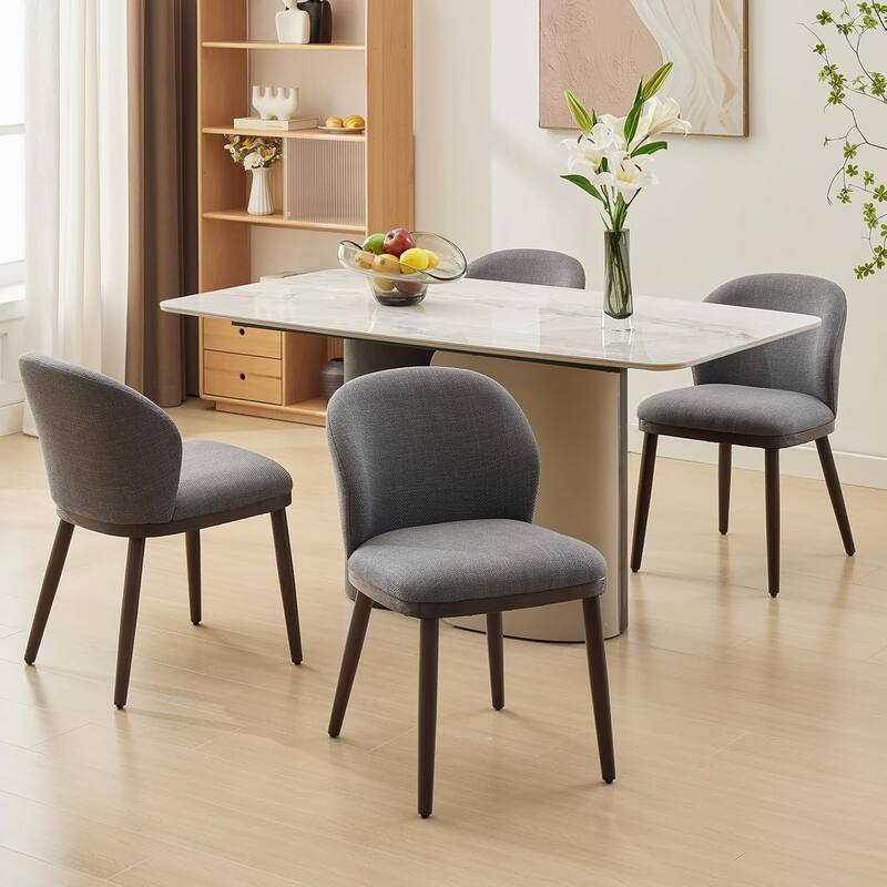 Dining Chairs, Modern Upholstered Kitchen Chairs with Ergonomic Back Support - Grey