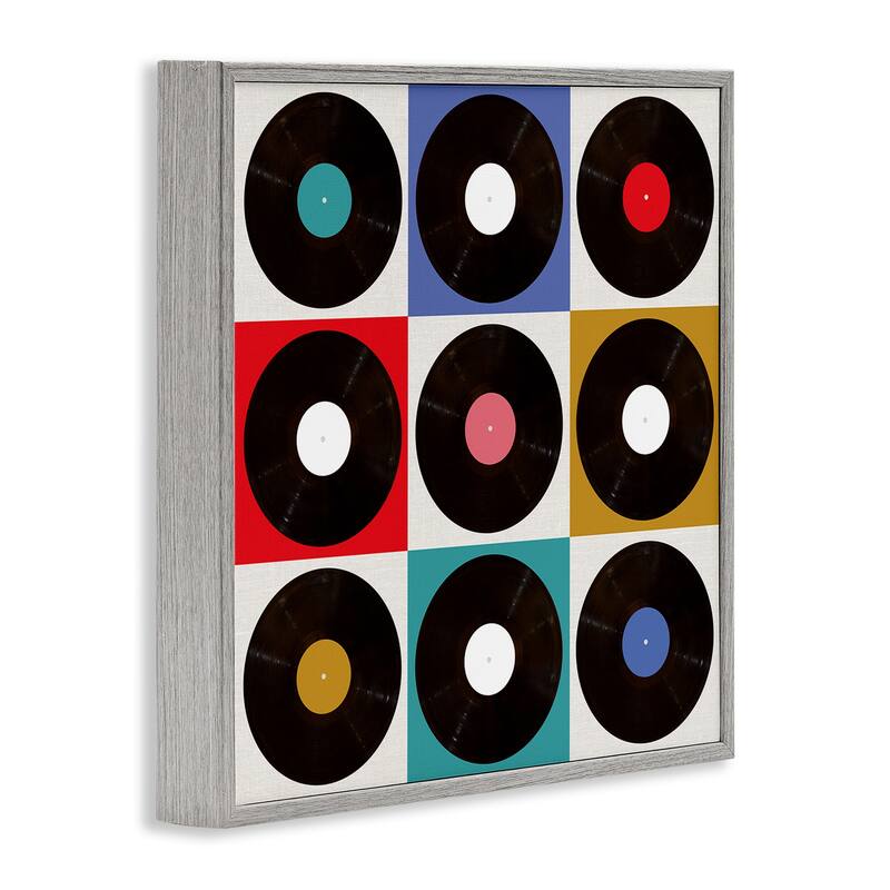 Stupell Geometric Music Records Framed Giclee Art Design By Katrina Craven