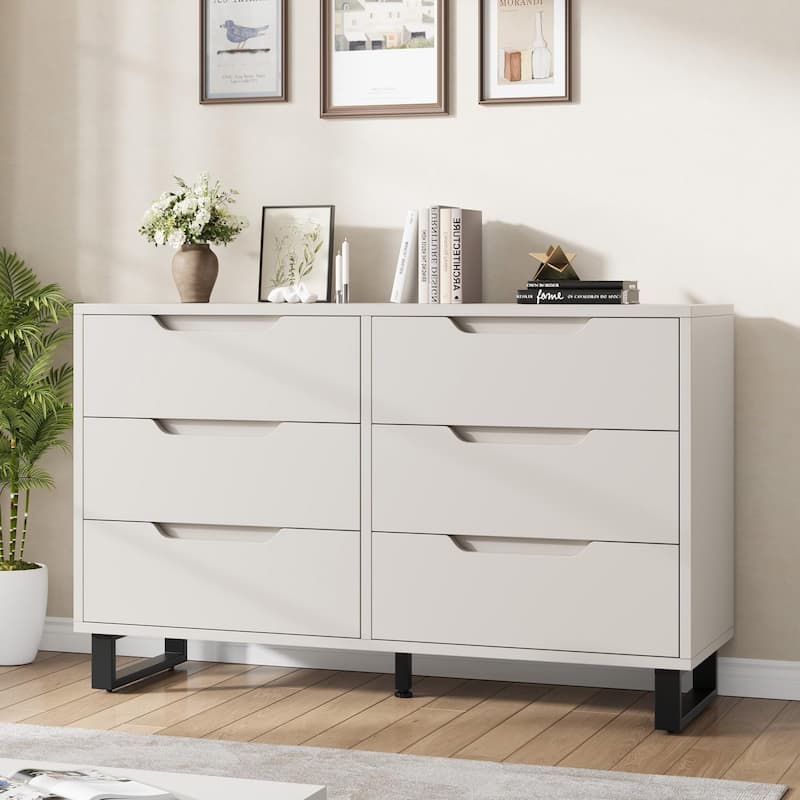 4/6 Drawer Dresser, Freestanding Storage Cabinet for Bedroom, Closet - 6-drawer - White