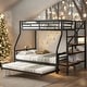 preview thumbnail 2 of 15, Stylish & Simple Twin over Full Size Metal Bunk Bed with Trundle and Storage Staircase, Strong & Sturdy Construction, Black