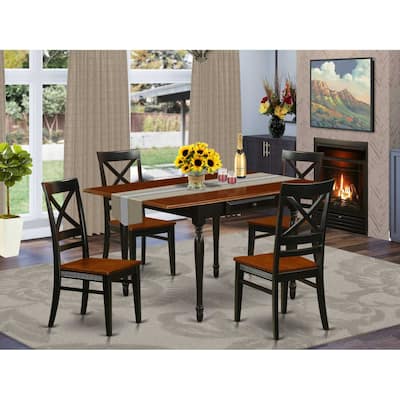 5-Piece Black and Cherry Finish Solid Wood Top - Dining Room Set (Seats-4)
