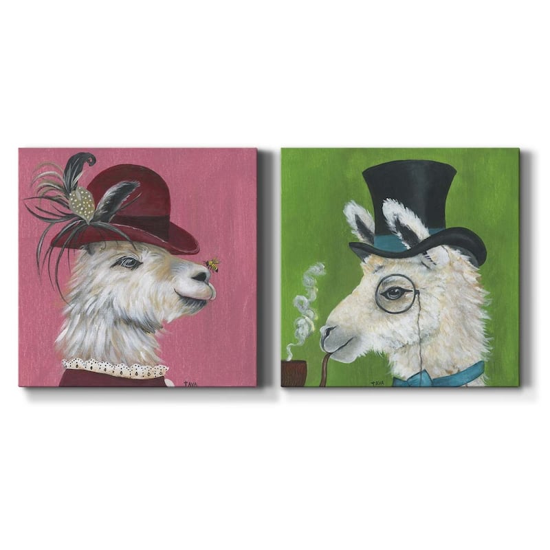 Llama and Bee-Premium Gallery Wrapped Canvas - Ready to Hang - 40X40