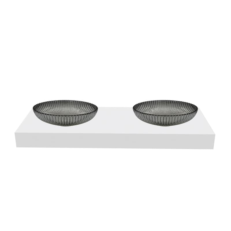 CastelloUSA 21" Oval Decorative Light Black Crystal Sink With Base - 60"