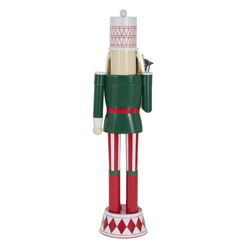 Christopher Knight Home - Jingle Classic Holiday Outdoor Iron Nutcracker Decor with Vibrant Festive Detailing - Green,Red,White