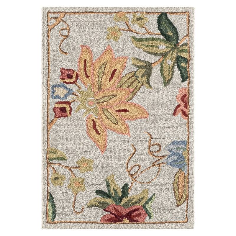 SAFAVIEH Handmade Chelsea Yauhenia French Country Floral Wool Rug - 1'8" x 2'6" - Grey