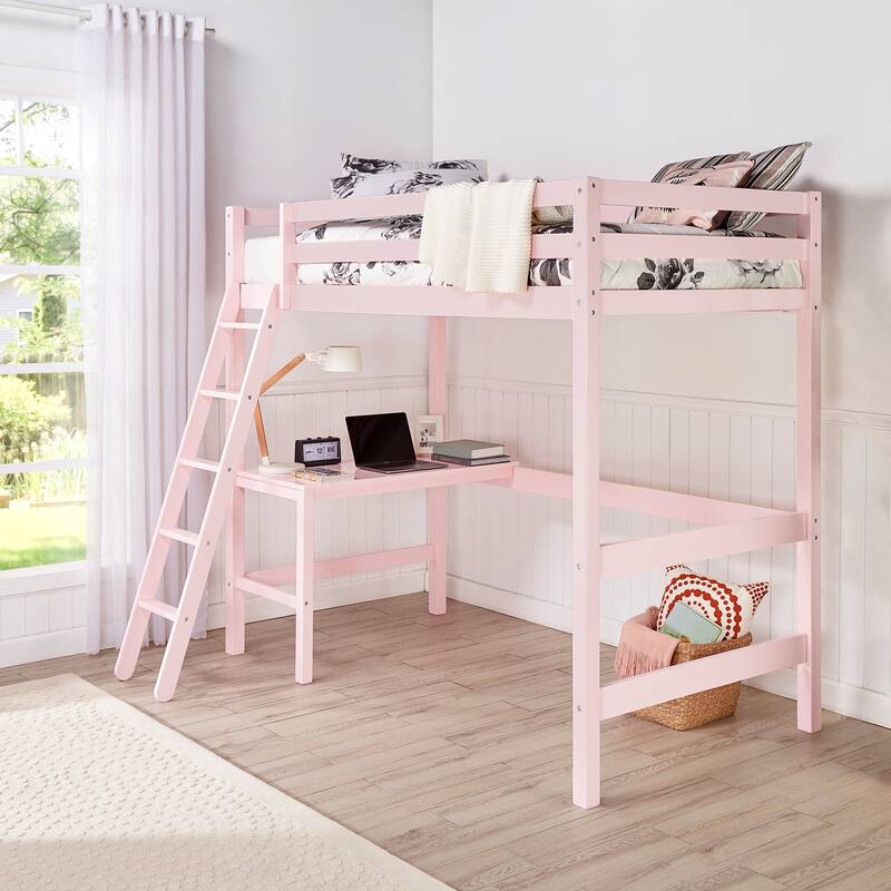 Hillsdale Caspian Wood Twin Loft Bed with Desk