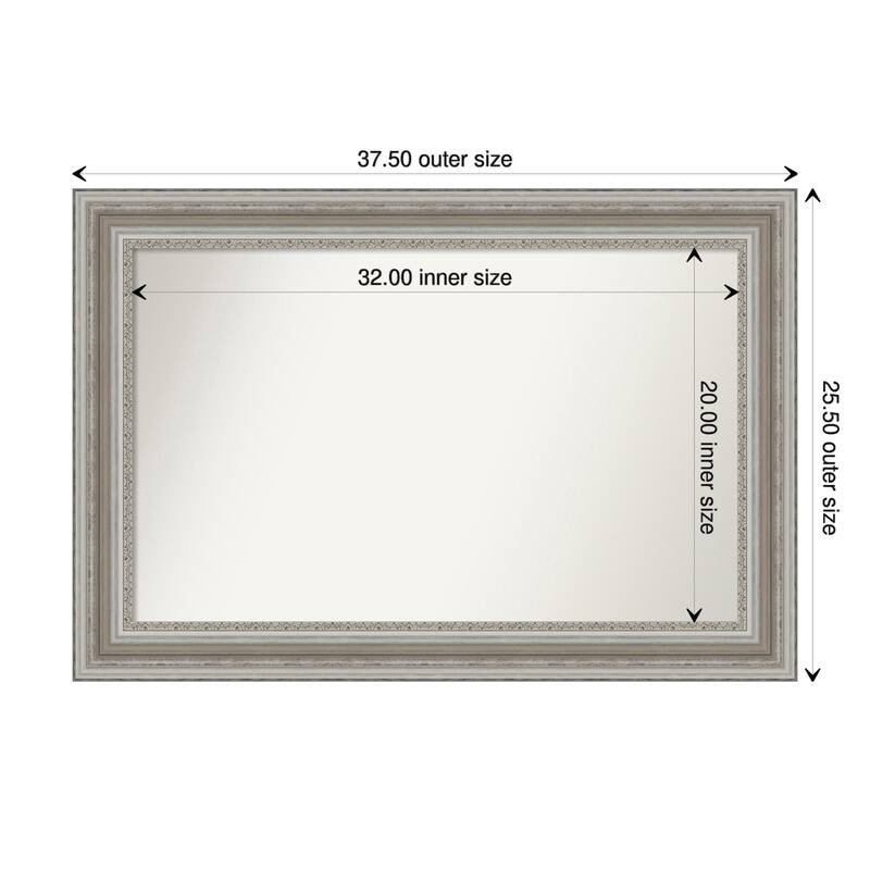 Parlor Silver Framed Non-Beveled Custom Wall Mirror, Bathroom Vanity Mirror - Outer Size: 37.5 x 25.5