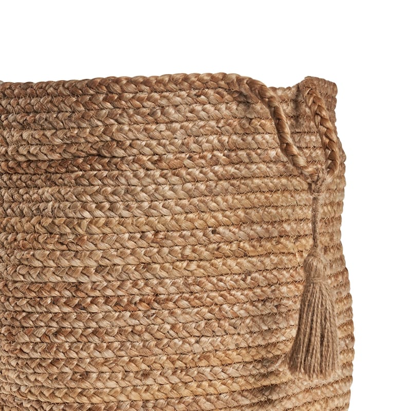 LR Home Montego Solid Natural Jute Decorative Storage Basket (17 in.) - 17" x 17" x 17"