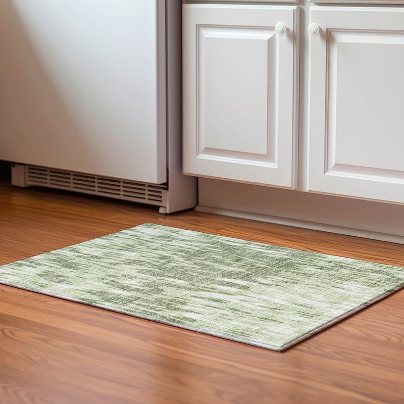 Premium Washable Super Soft Abstract Modern Mayfield Rug - Green - 1'8" x 2'6"