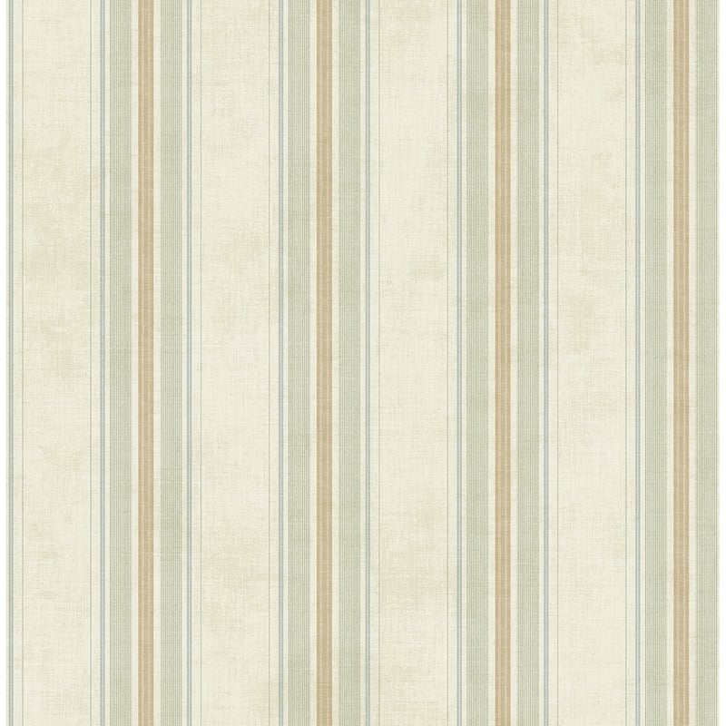 Seabrook Designs Serrena Vintage Stripe Unpasted Wallpaper - 20.5 in. W x 33 ft. L - Sand & Metallic Champagne