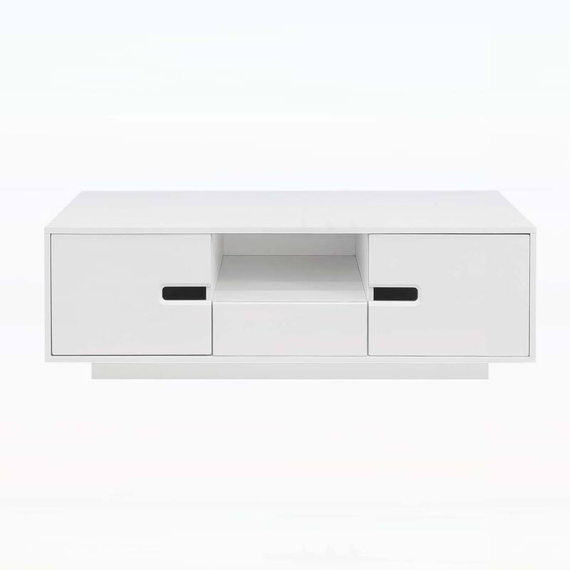Stylish Rectangle Coffee Table with Storage and LED Lights,for Elevating Living Room