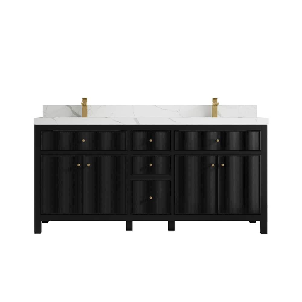 Willow Collections 72 in W x 22 in D Sonoma Free Standing Reeded Double Sink Bathroom Vanity with Countertop