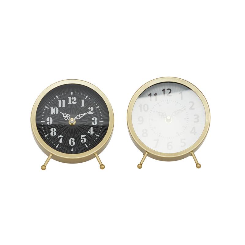 Metal Clock - Set of 2 Gold - Roche River Decor - 6"W x 6"L x 7"H