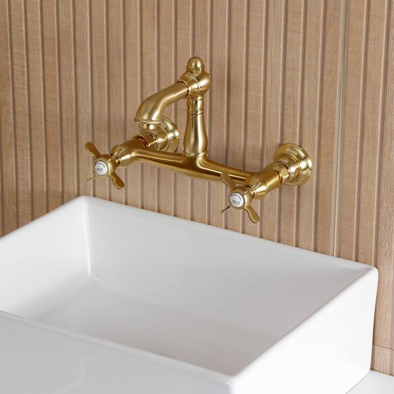 Kingston Brass Essex Two-Handle 2-Hole Wall Mount Bathroom Faucet