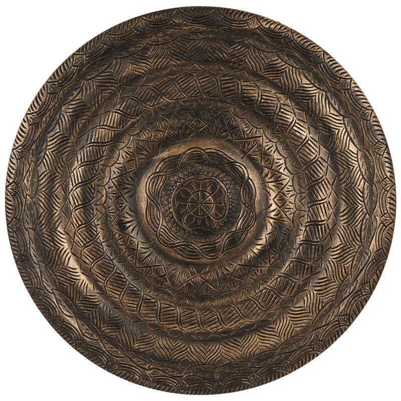 Bronze Wooden Carved Floral Home Wall Decor with Scroll and Leaf Details