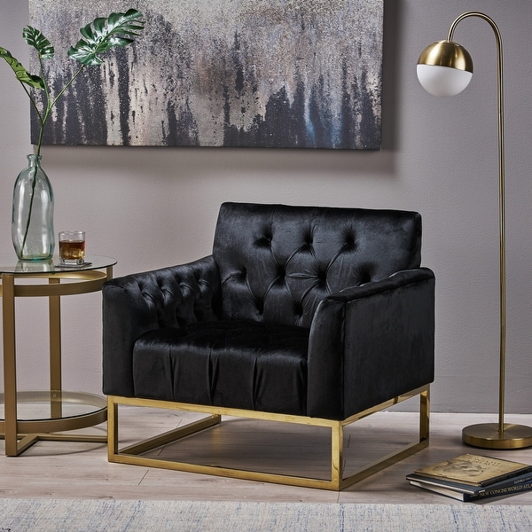 Claremont Modern Velvet Arm Chair by Christopher Knight Home. Opens flyout.